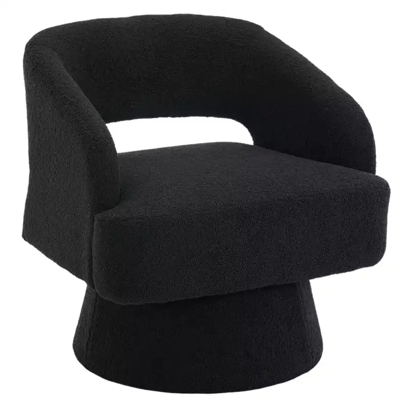 Swivel Lounge Chair  Openwork Back & Tapered Base, Upholstered in Velvet or Teddy Velvet, Choose Color