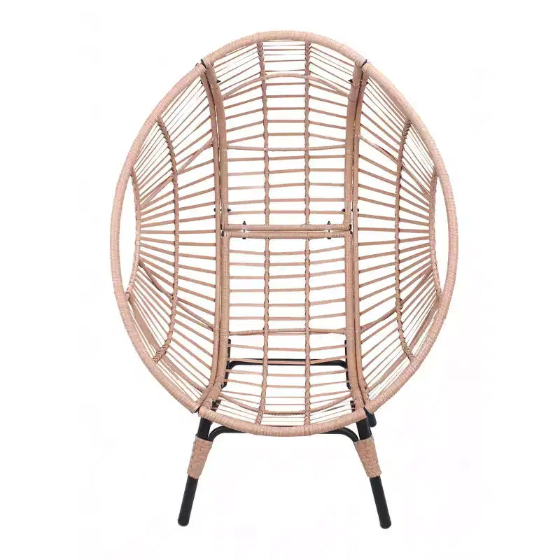 Fauteuil suspendu Whisen Outdoor Arc Back en forme d'œuf, Balancelle de patio en rotin PE avec coussin - Naturel