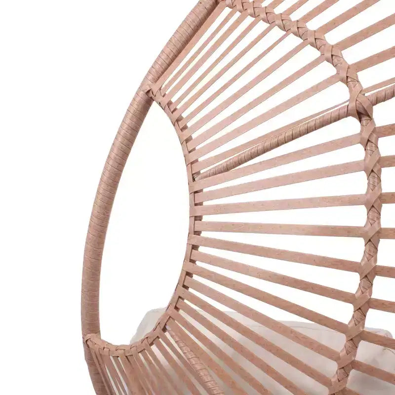 Fauteuil suspendu Whisen Outdoor Arc Back en forme d'œuf, Balancelle de patio en rotin PE avec coussin - Naturel
