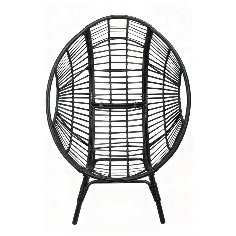 Chaise suspendue œuf Whisen Outdoor Arc, balancelle de patio en rotin PE avec coussin - Noir et Gris