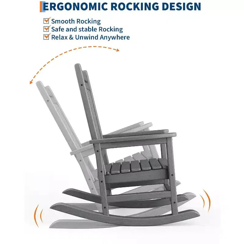 Fauteuil à bascule extérieur, Chaises à bascule poly hautes pour adultes, Meubles toutes saisons résistants aux intempéries pour patio et véranda