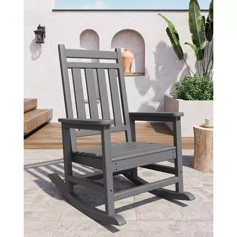 Fauteuil à bascule extérieur, Chaises à bascule poly hautes pour adultes, Meubles toutes saisons résistants aux intempéries pour patio et véranda