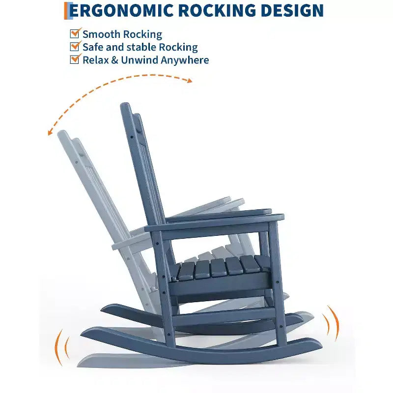 Fauteuil à bascule extérieur, Chaises à bascule poly hautes pour adultes, Meubles toutes saisons résistants aux intempéries pour patio et véranda