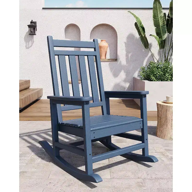 Fauteuil à bascule extérieur, Chaises à bascule poly hautes pour adultes, Meubles toutes saisons résistants aux intempéries pour patio et véranda