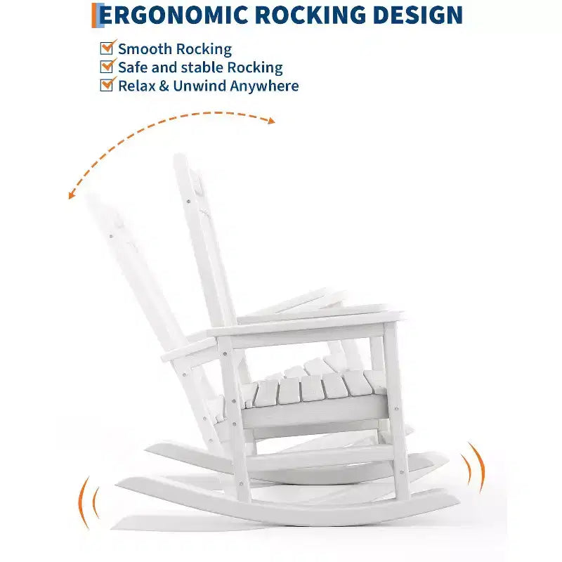 Fauteuil à bascule extérieur, Chaises à bascule poly hautes pour adultes, Meubles toutes saisons résistants aux intempéries pour patio et véranda