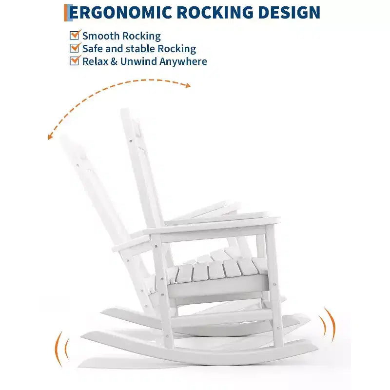 Fauteuil à bascule extérieur, Chaises à bascule poly hautes pour adultes, Meubles toutes saisons résistants aux intempéries pour patio et véranda