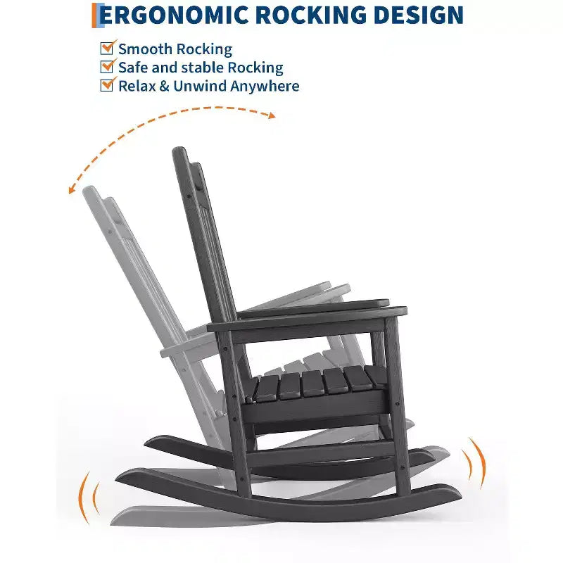 Fauteuil à bascule extérieur, Chaises à bascule poly hautes pour adultes, Meubles toutes saisons résistants aux intempéries pour patio et véranda