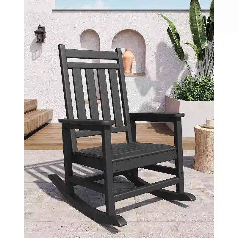 Fauteuil à bascule extérieur, Chaises à bascule poly hautes pour adultes, Meubles toutes saisons résistants aux intempéries pour patio et véranda