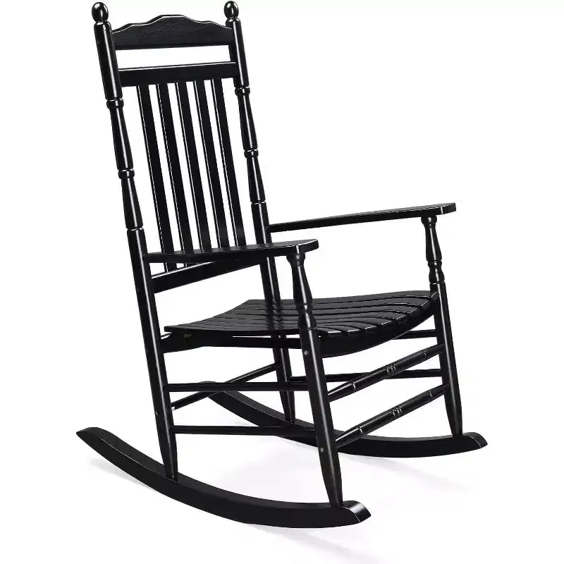Fauteuil à bascule en bois VINGLI, fauteuil d'extérieur supportant jusqu'à 204 kg, fauteuil à bascule relaxant en bois massif avec dossier haut et siège inclinable pour terrasse, jardin