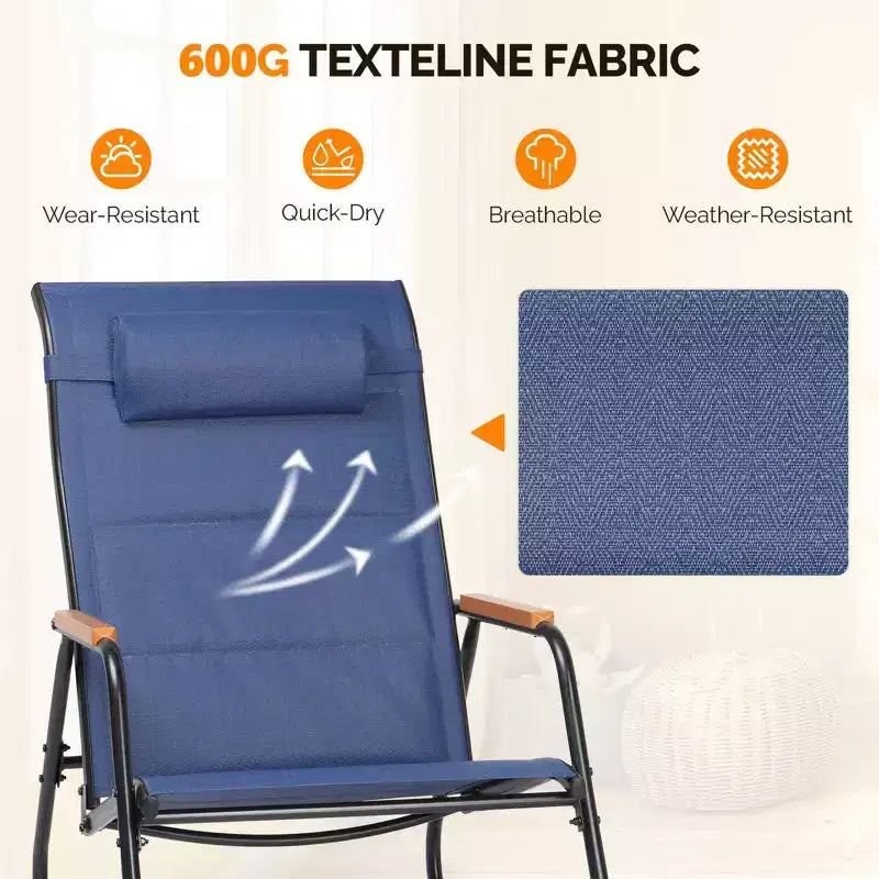 Karl Home | Chaise berçante de patio Teslin avec repose-pieds et oreiller cale-tête