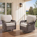 GDFStudio Tamqrah Outdoor Wicker Swivel Glider Chair with Cushions (Set of 2)
