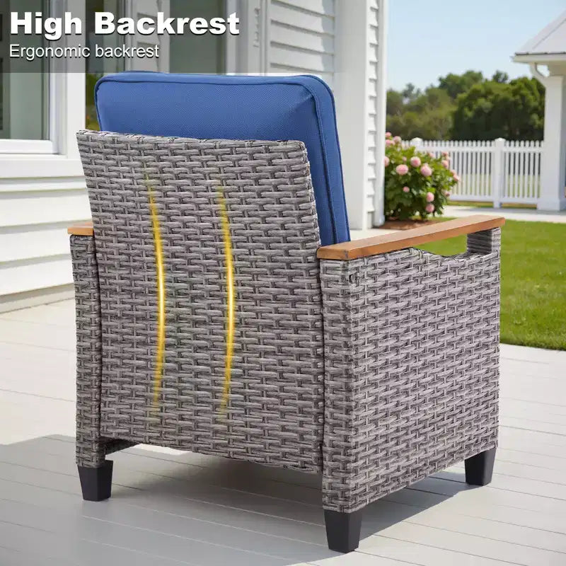 GDFStudio Fauteuil de club d'extérieur Halcyon en osier et acier avec coussins (Lot de 2)