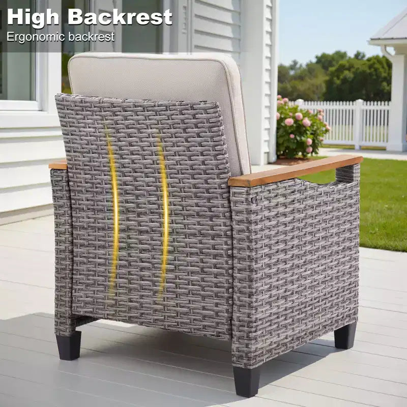 GDFStudio Fauteuil de club d'extérieur Halcyon en osier et acier avec coussins (Lot de 2)