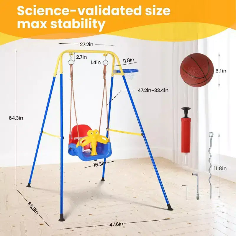 Balançoire pour bébé Gear, ensemble de balançoires 3-en-1 pour l'extérieur, balançoire pour bébé extérieur/intérieur, ensemble de balançoires pour bébé adapté aux enfants de 6 mois et plus