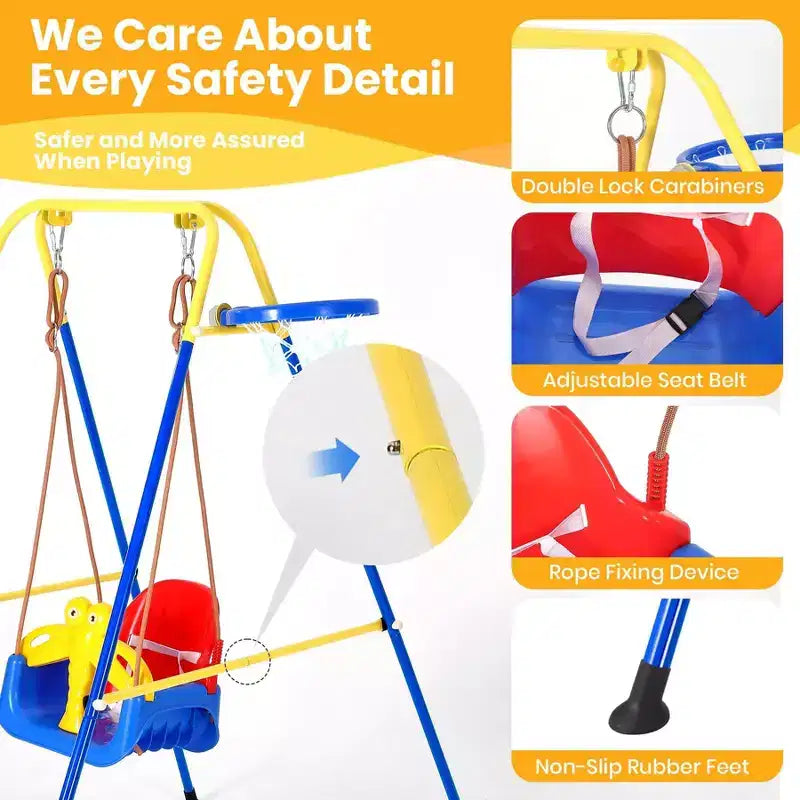 Balançoire pour bébé Gear, ensemble de balançoires 3-en-1 pour l'extérieur, balançoire pour bébé extérieur/intérieur, ensemble de balançoires pour bébé adapté aux enfants de 6 mois et plus