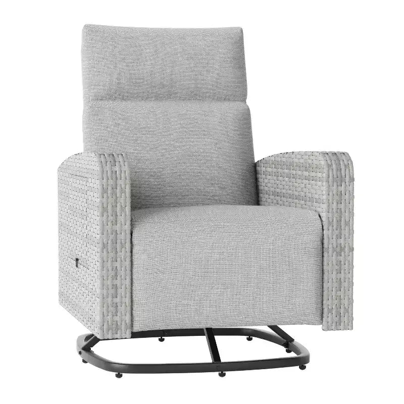 Chaise pivotante ALAULM, fauteuil inclinable multifonctionnel en rotin avec repose-pieds, tablette, entièrement inclinable pour patio, salons et chambres à coucher