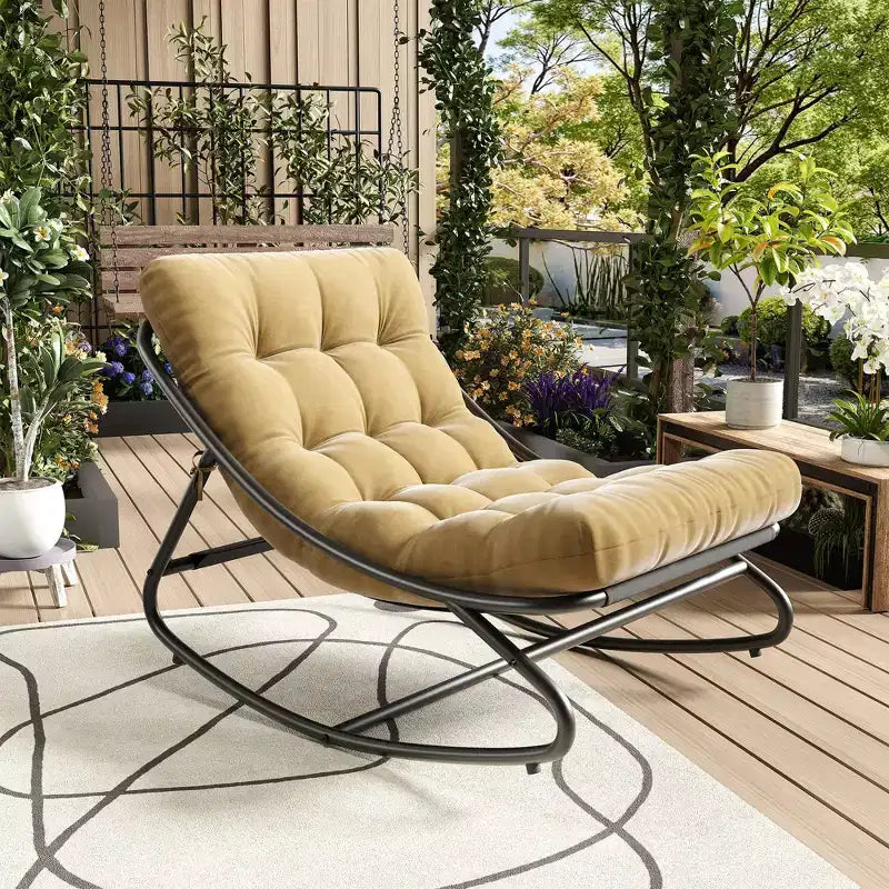 Fauteuil à bascule Papasan d'intérieur et d'extérieur GustoWave, fauteuil œuf surdimensionné avec coussin épais, supporte 204 kg, pour patio, salon
