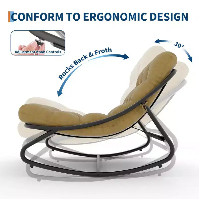 Fauteuil à bascule Papasan d'intérieur et d'extérieur GustoWave, fauteuil œuf surdimensionné avec coussin épais, supporte 204 kg, pour patio, salon