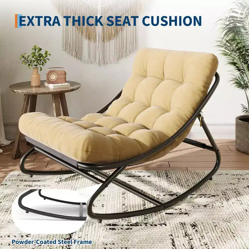 Fauteuil à bascule Papasan d'intérieur et d'extérieur GustoWave, fauteuil œuf surdimensionné avec coussin épais, supporte 204 kg, pour patio, salon