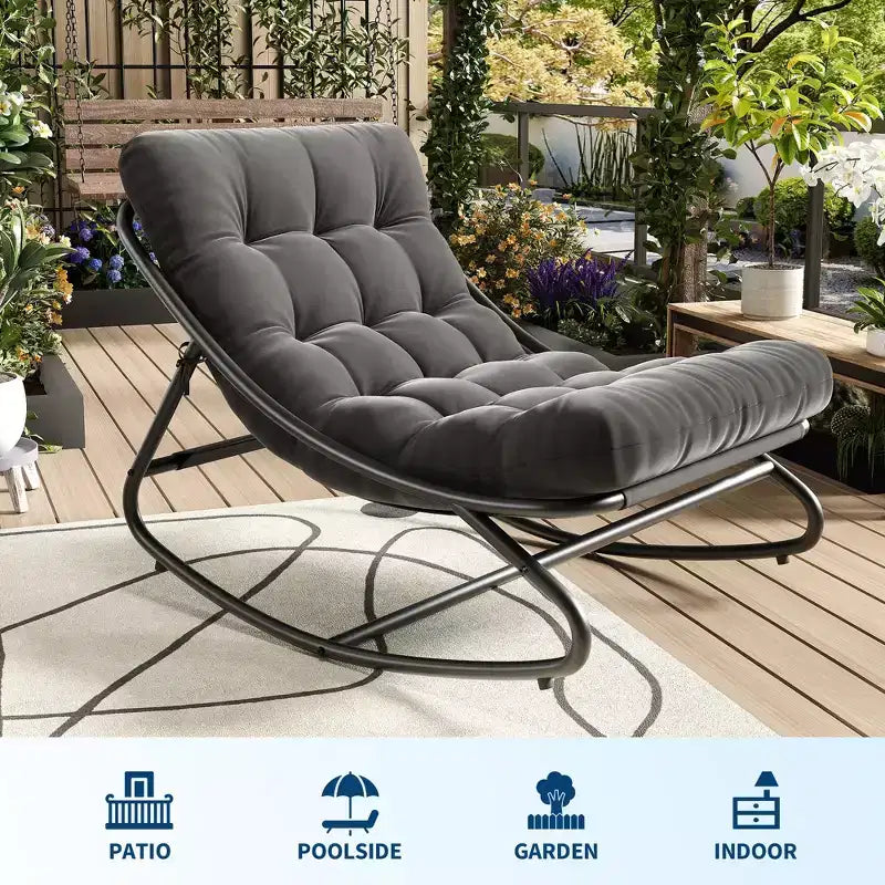 Fauteuil à bascule Papasan d'intérieur et d'extérieur GustoWave, fauteuil œuf surdimensionné avec coussin épais, supporte 204 kg, pour patio, salon