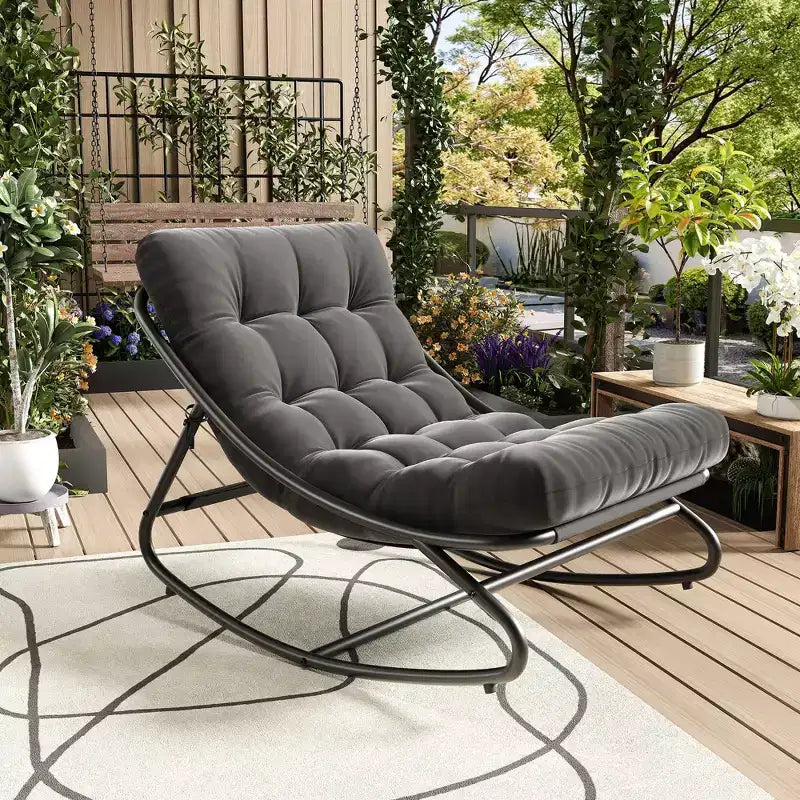 Fauteuil à bascule Papasan d'intérieur et d'extérieur GustoWave, fauteuil œuf surdimensionné avec coussin épais, supporte 204 kg, pour patio, salon