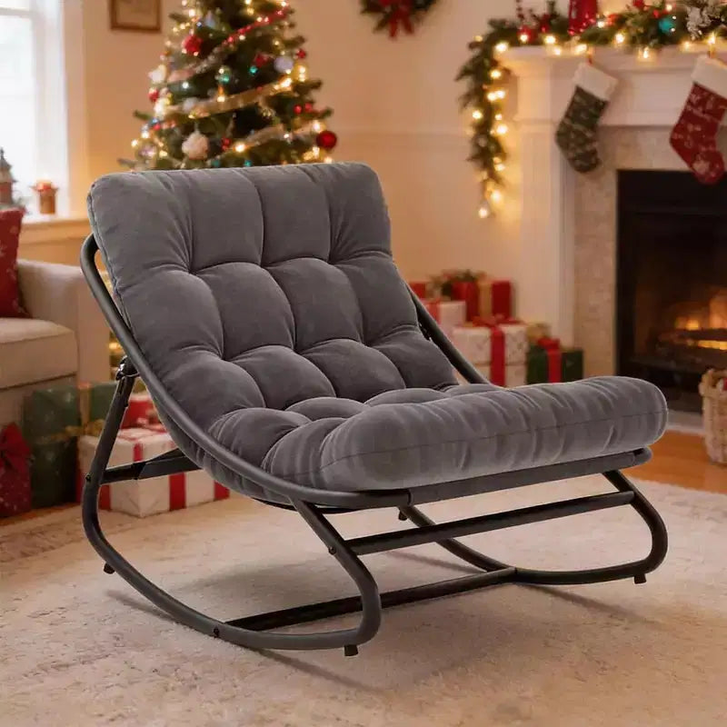 GustoWave Indoor Outdoor Papasan Rocking Chair, Oversized Egg Chair with Thick Cushion, 450 LBs Support, for Patio, Living Room