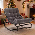 GustoWave Indoor Outdoor Papasan Rocking Chair, Oversized Egg Chair with Thick Cushion, 450 LBs Support, for Patio, Living Room