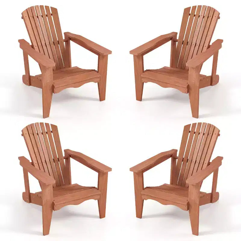 Costway 4PCS Solid Wood Garden Chair w/ High Backrest Wide Armrests & Contoured Seat