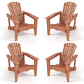Costway 4PCS Solid Wood Garden Chair w/ High Backrest Wide Armrests & Contoured Seat