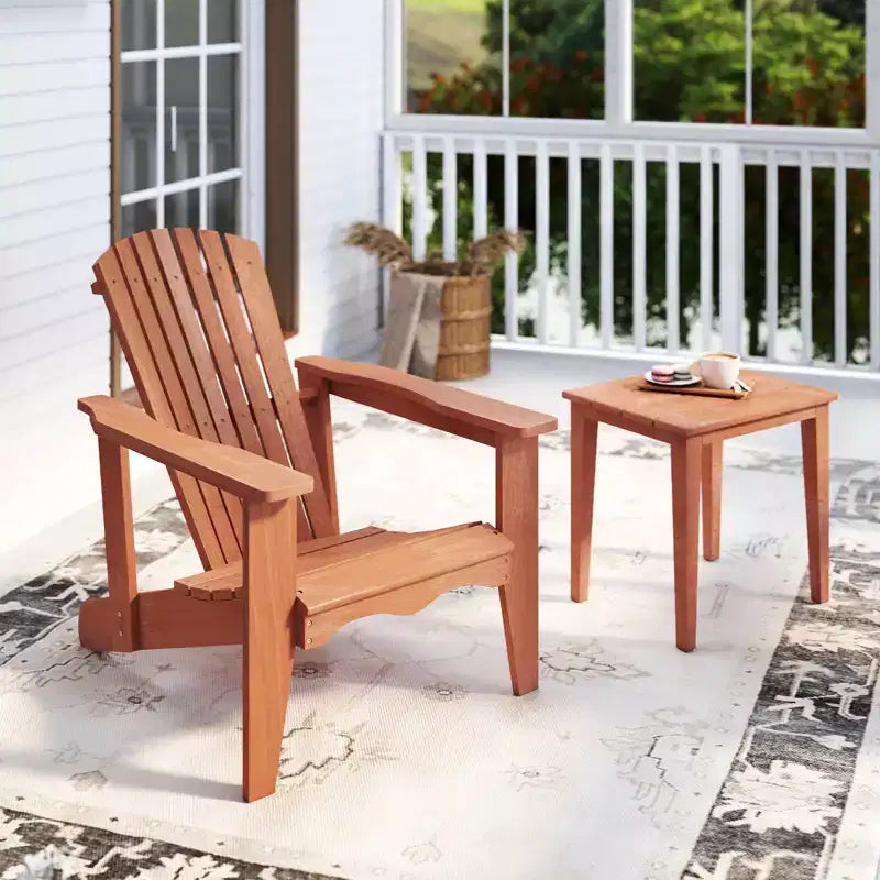 Lot de 4 chaises de jardin Costway en bois massif avec dossier haut, accoudoirs larges et siège profilé