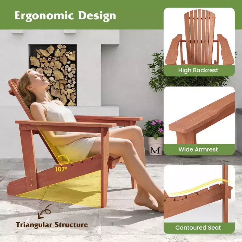 Lot de 4 chaises de jardin Costway en bois massif avec dossier haut, accoudoirs larges et siège profilé