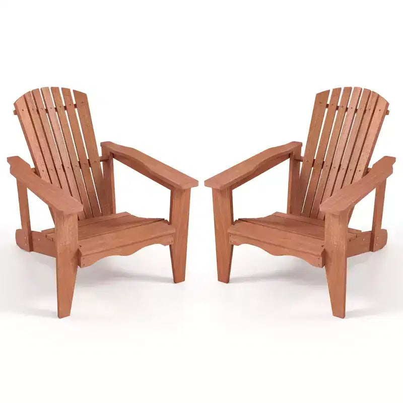 Lot de 4 chaises de jardin Costway en bois massif avec dossier haut, accoudoirs larges et siège profilé