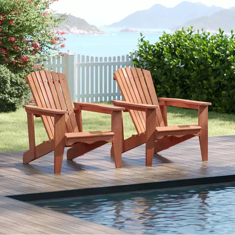 Lot de 4 chaises de jardin Costway en bois massif avec dossier haut, accoudoirs larges et siège profilé