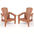 Costway 2PCS Solid Wood Garden Chair w/ High Backrest Wide Armrests & Contoured Seat