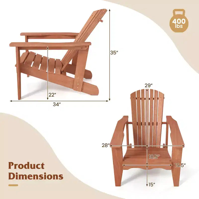 Chaise de jardin Costway en bois massif avec dossier haut, accoudoirs larges et assise incurvée