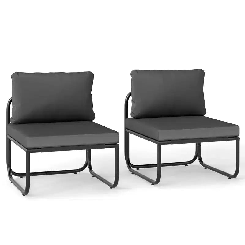 Costway Patio Chairs Set of 2 w/ Removable Cushions Heavy Duty Metal Frame Poolside