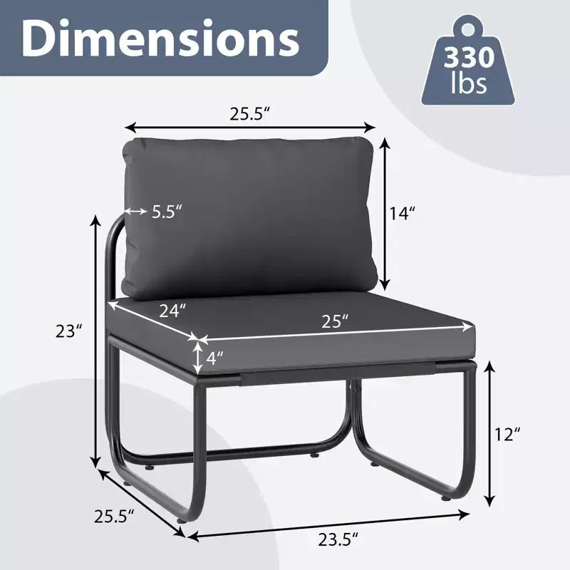 Lot de 2 fauteuils de patio Costway avec coussins amovibles, structure métallique robuste pour piscine
