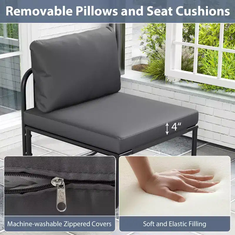 Lot de 2 fauteuils de patio Costway avec coussins amovibles, structure métallique robuste pour piscine