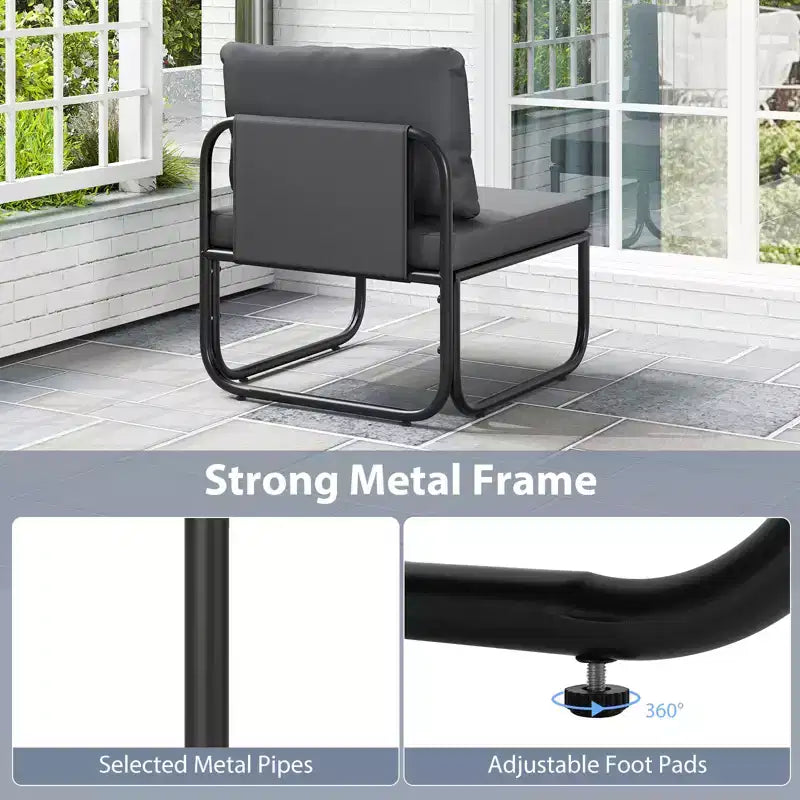 Lot de 2 fauteuils de patio Costway avec coussins amovibles, structure métallique robuste pour piscine