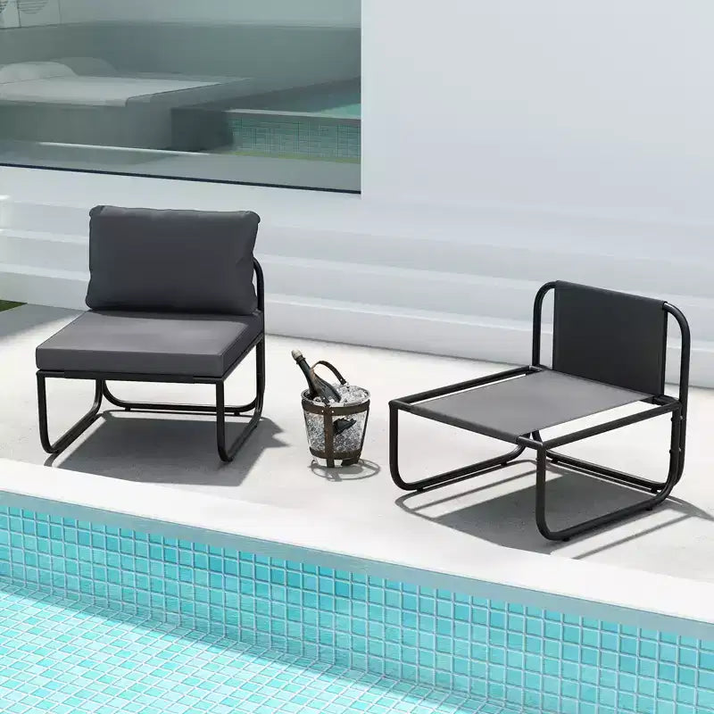 Lot de 2 fauteuils de patio Costway avec coussins amovibles, structure métallique robuste pour piscine