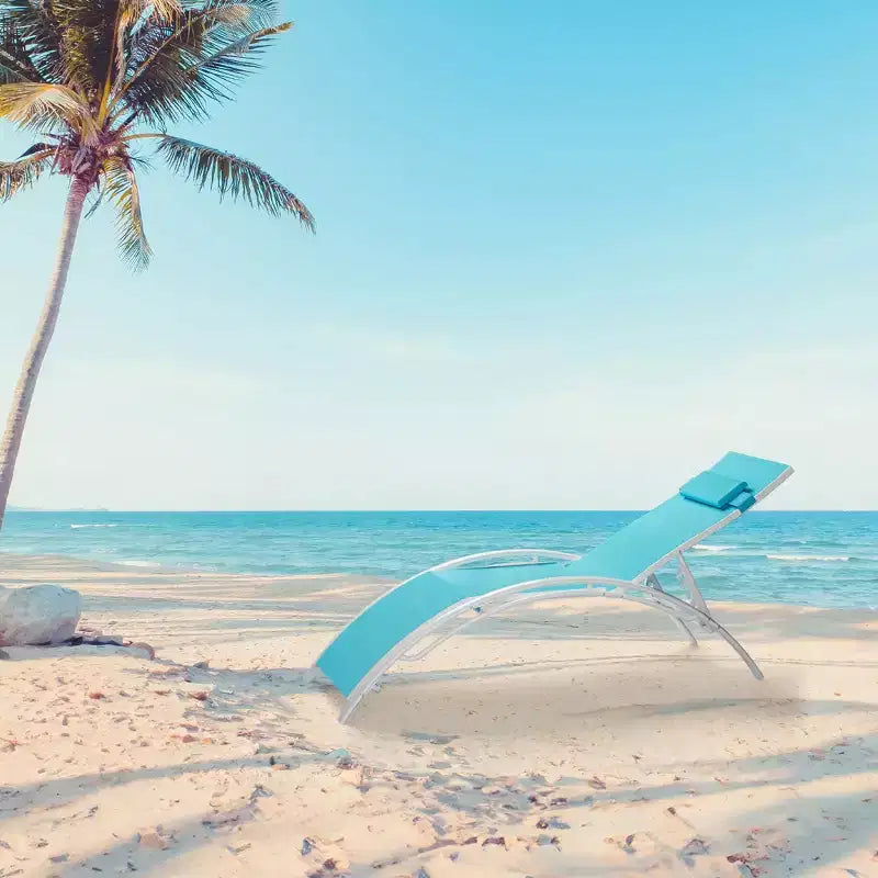 Ensemble de 2 chaises longues modernes en aluminium pour terrasse, chaises longues inclinables d'extérieur tout temps avec accoudoirs, idéales pour la plage, la piscine, les bains de soleil et la pelouse