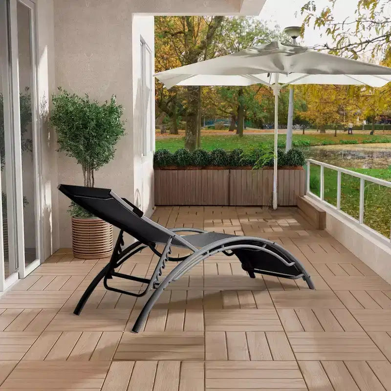 Ensemble de 2 chaises longues modernes en aluminium pour terrasse, chaises longues inclinables d'extérieur tout temps avec accoudoirs, idéales pour la plage, la piscine, les bains de soleil et la pelouse