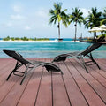 Set of 2 Modern Aluminum Patio Chaise Lounges, All-Weather Outdoor Recliner Tanning Chairs with Armrests, Ideal for Beach, Pool, Sunbathing and Lawn