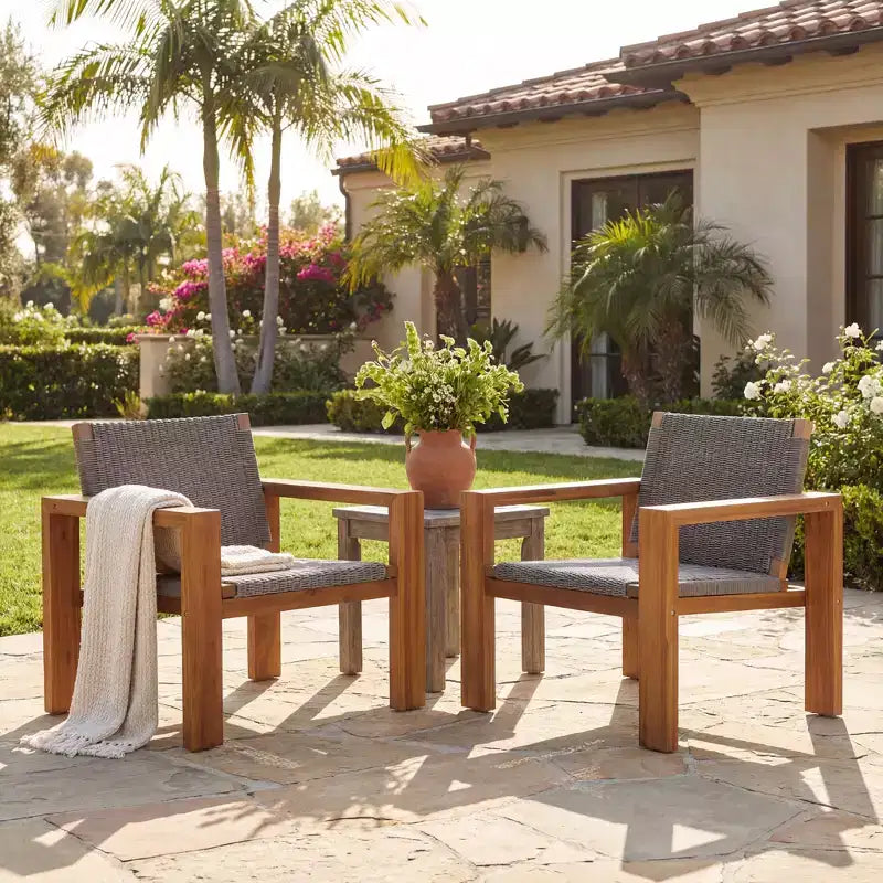 Christopher Knight Home Briar Boho Outdoor Acacia Wood Wicker Club Chair (Set of 2)