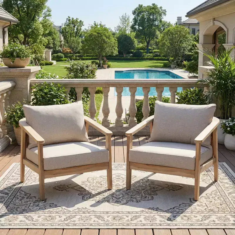 Christopher Knight Home Valentina Modern Acacia Wood Patio Club Chair with Cushion and Wicker Design