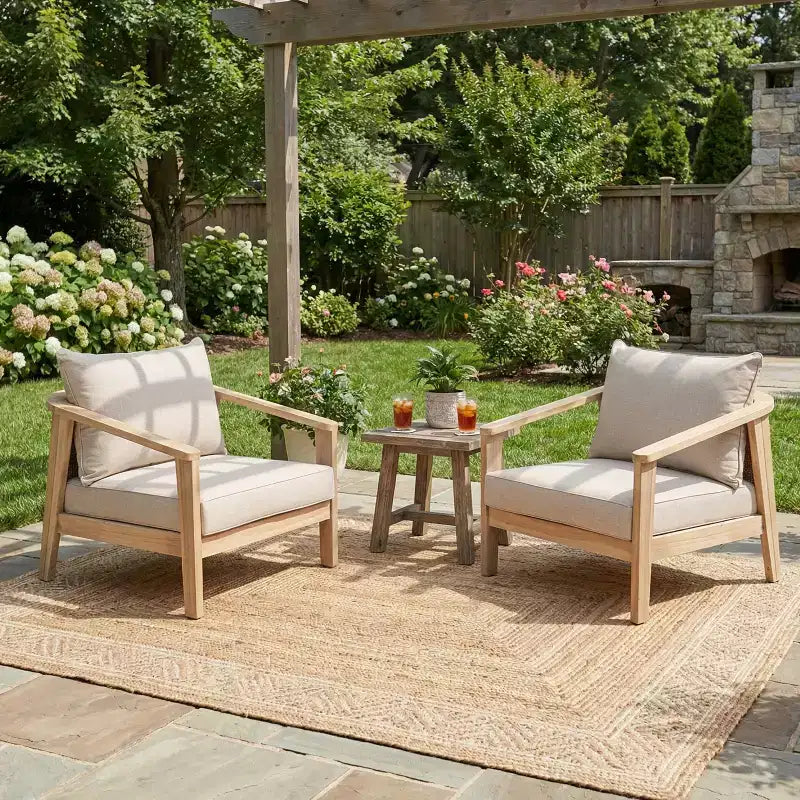 Fauteuil de jardin moderne Christopher Knight Home Valentina en bois d'acacia avec coussin et design en osier
