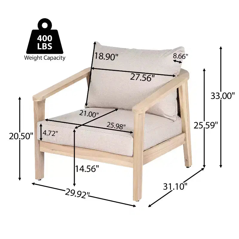 Fauteuil de jardin moderne Christopher Knight Home Valentina en bois d'acacia avec coussin et design en osier