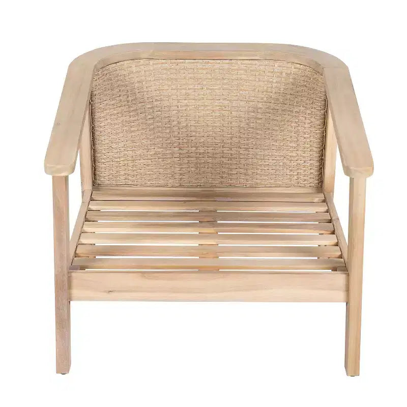 Fauteuil de jardin moderne Christopher Knight Home Valentina en bois d'acacia avec coussin et design en osier