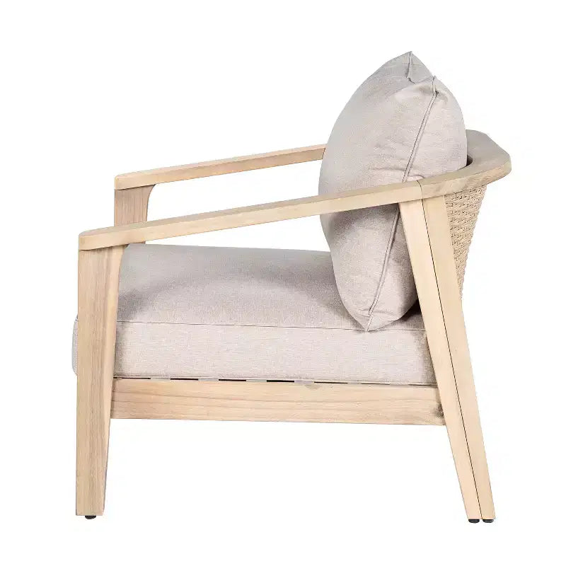 Fauteuil de jardin moderne Christopher Knight Home Valentina en bois d'acacia avec coussin et design en osier