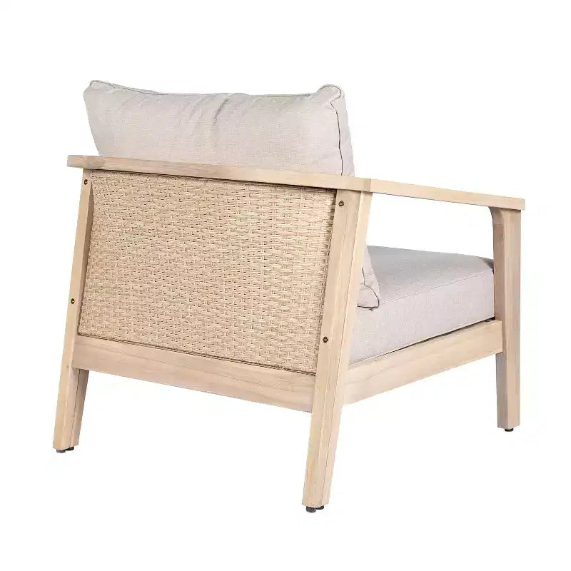 Fauteuil de jardin moderne Christopher Knight Home Valentina en bois d'acacia avec coussin et design en osier